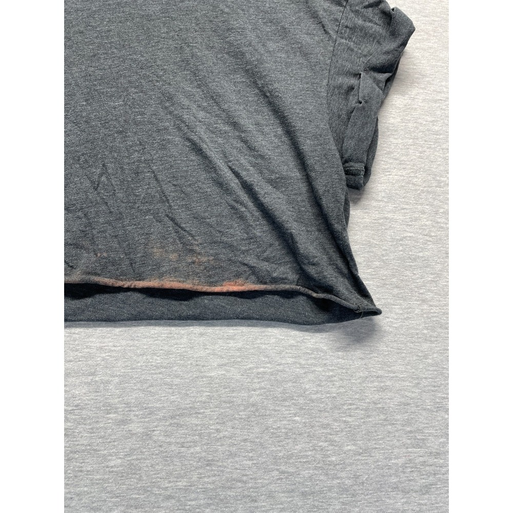 Wet Seal Cropped T Shirt Womens XL Charcoal Gray Cotton Cuffed Sleeves Raw Hem - Picture 5 of 13